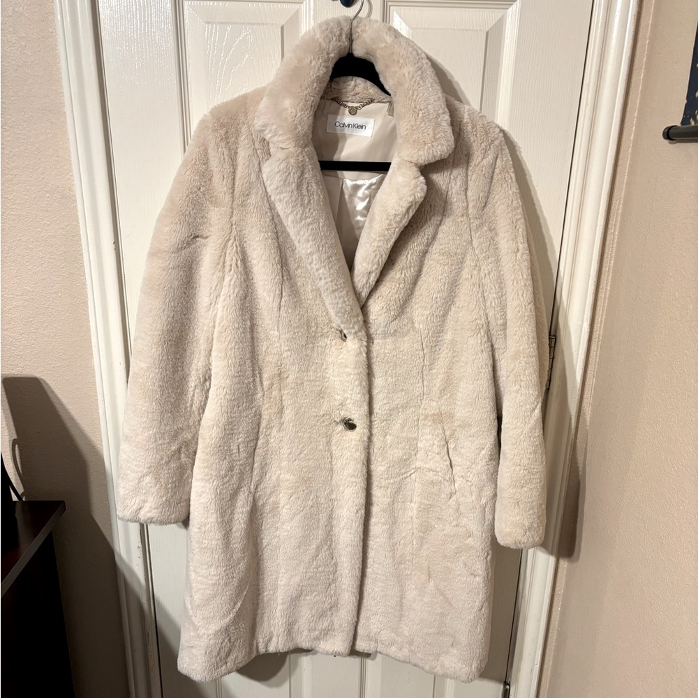 New Calvin Klein Faux Fur Coat